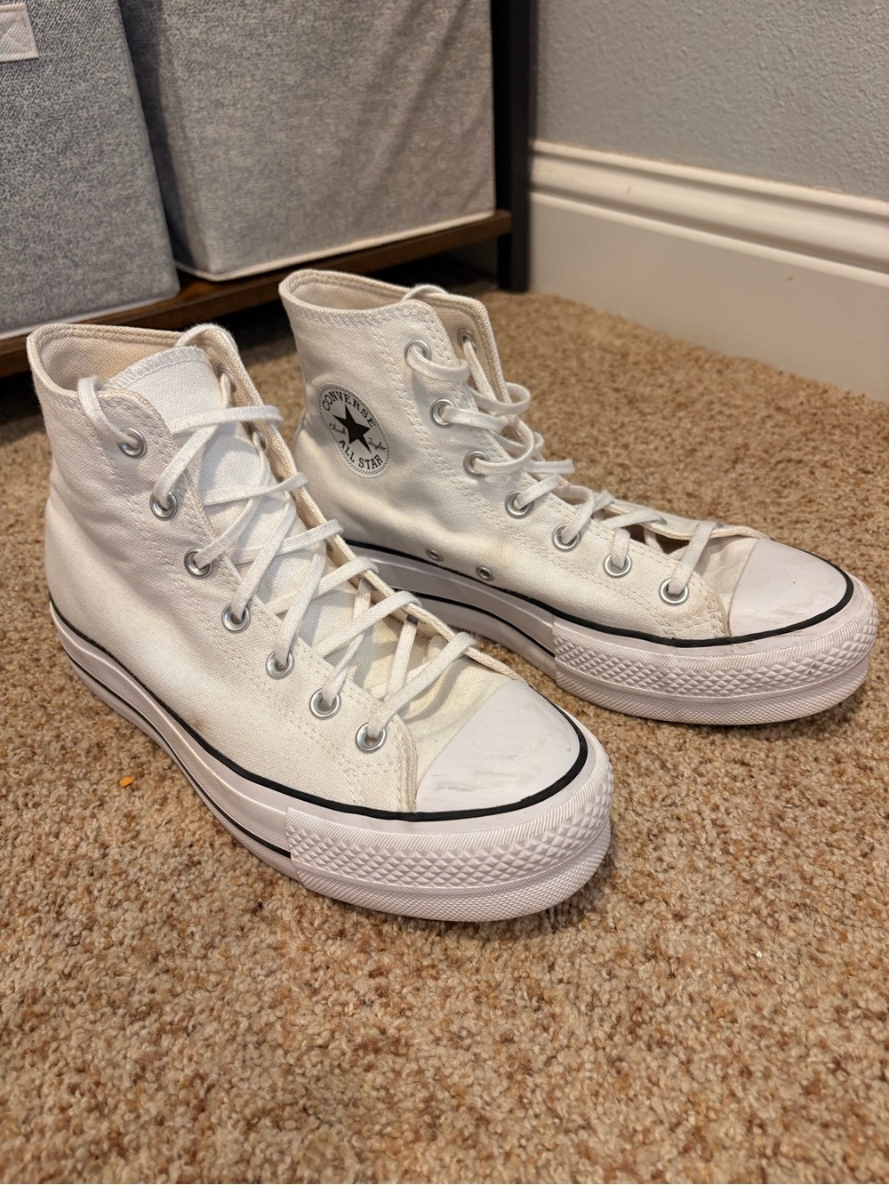 Converse White High Top Platform Chuck Taylor Sneakers